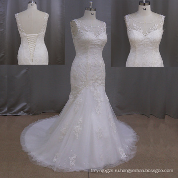 Сексуальный русалка рукав бисером кружева свадебное платье